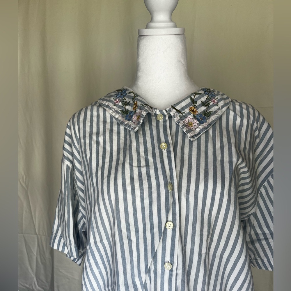 Vintage 90s Cottage Granny Core Floral Collar Top